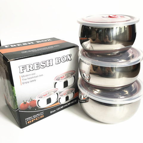3 Sizes Stainless Steel Food Container with Airtight Plastic Lid